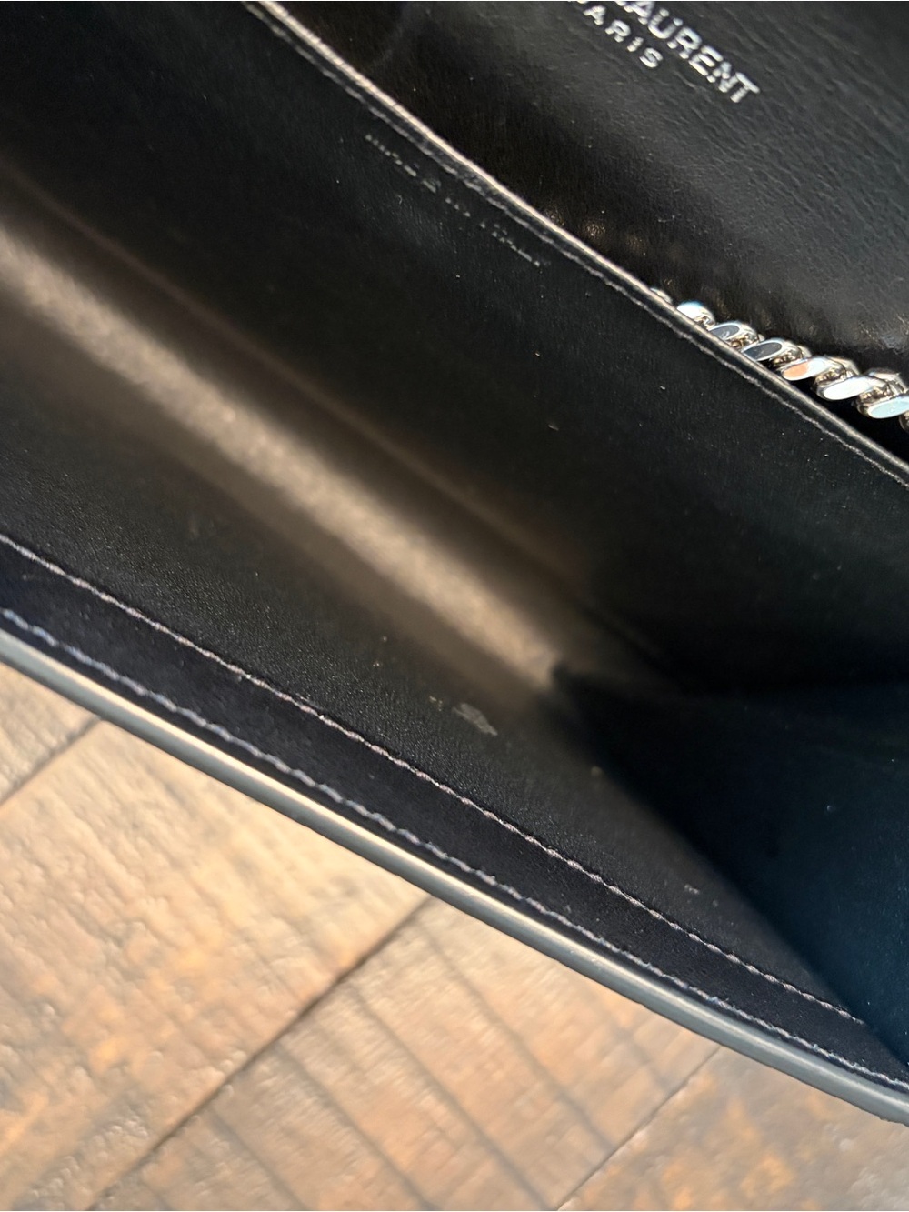 Yves Saint Laurent Black Croc-Embossed Leather Wallet with Silver YSL Logo - Picture 7 of 8